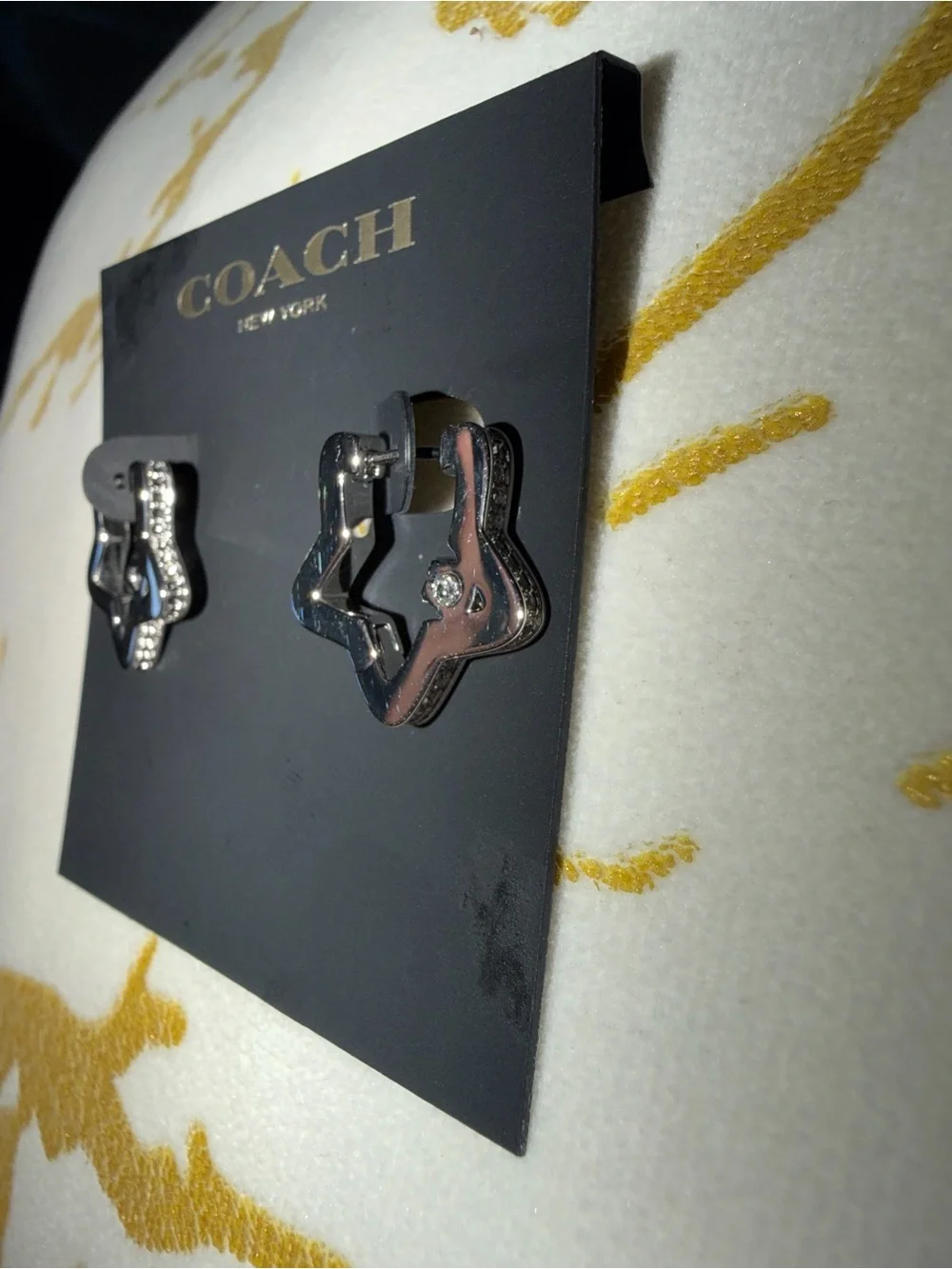 Coach Silver Crystal Star-Shaped Earrings
